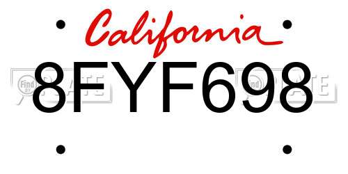 8FYF698 California License Plate