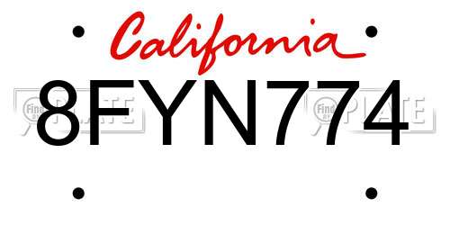 8FYN774 California License Plate