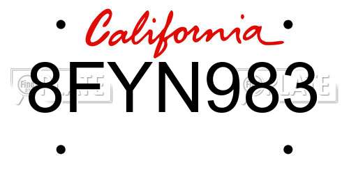 8FYN983 California License Plate