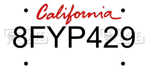 8FYP429 California License Plate