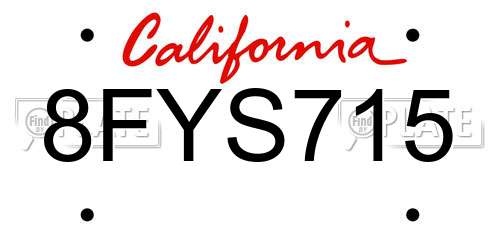 8FYS715 California License Plate