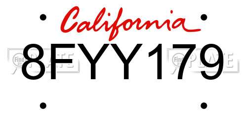 8FYY179 California License Plate