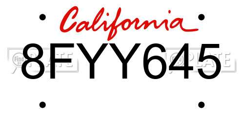 8FYY645 California License Plate