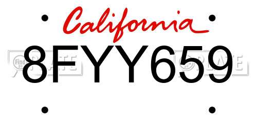 8FYY659 California License Plate