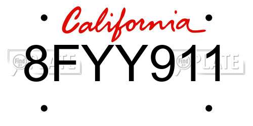 8FYY911 California License Plate