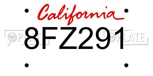 8FZ291 California License Plate