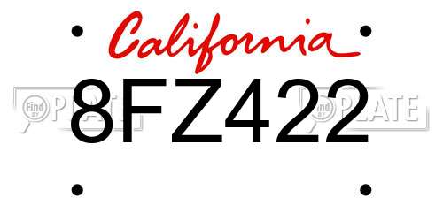 8FZ422 California License Plate