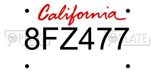 8FZ477 California License Plate