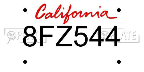 8FZ544 California License Plate
