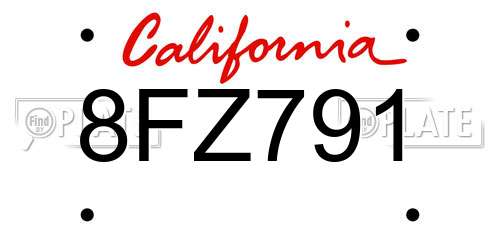 8FZ791 California License Plate