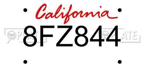8FZ844 California License Plate