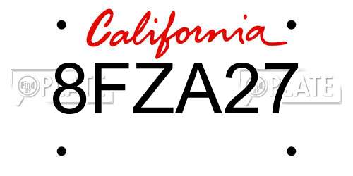 8FZA27 California License Plate