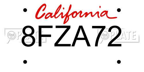 8FZA72 California License Plate