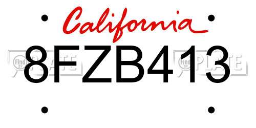 8FZB413 California License Plate