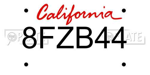 8FZB44 California License Plate