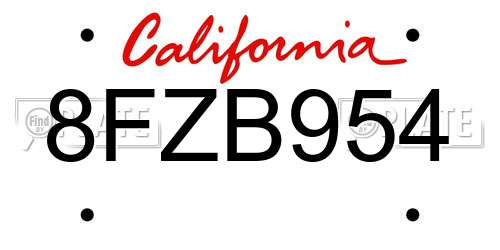 8FZB954 California License Plate