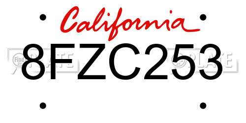 8FZC253 California License Plate
