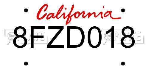 8FZD018 California License Plate