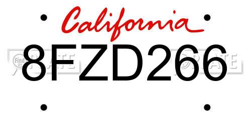 8FZD266 California License Plate