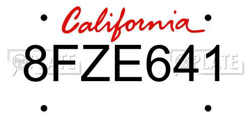 8FZE641 California License Plate