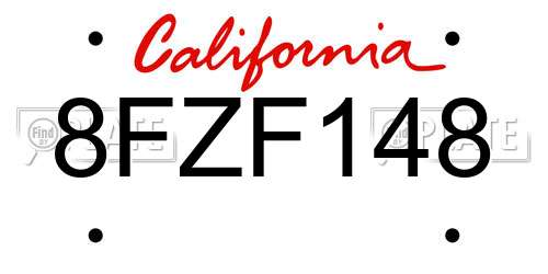 8FZF148 California License Plate