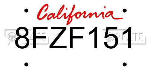8FZF151 California License Plate