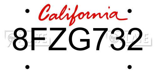 8FZG732 California License Plate
