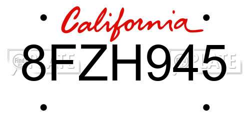 8FZH945 California License Plate
