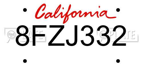 8FZJ332 California License Plate