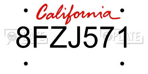8FZJ571 California License Plate