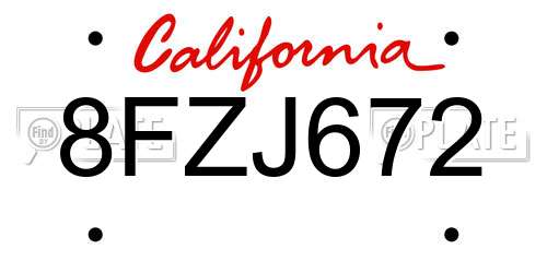 8FZJ672 California License Plate