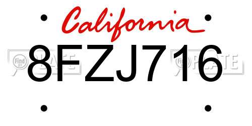 8FZJ716 California License Plate