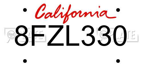 8FZL330 California License Plate