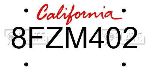 8FZM402 California License Plate