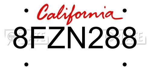 8FZN288 California License Plate