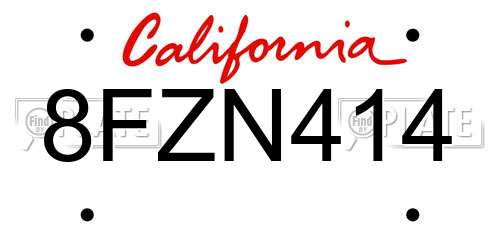 8FZN414 California License Plate