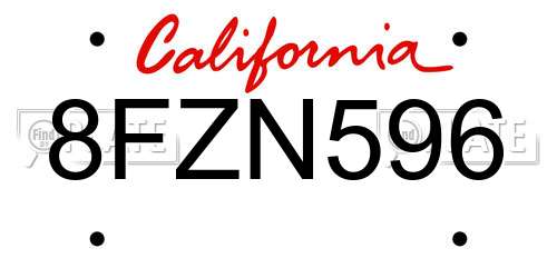 8FZN596 California License Plate