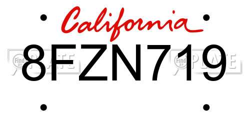 8FZN719 California License Plate