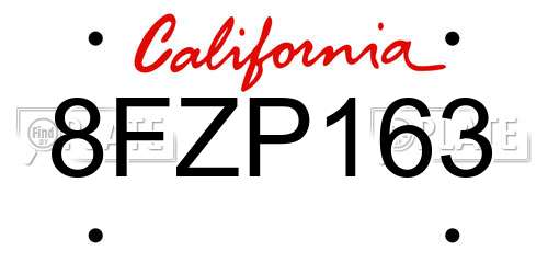 8FZP163 California License Plate