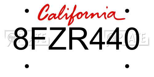 8FZR440 California License Plate