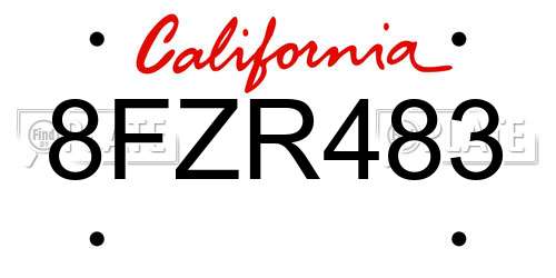 8FZR483 California License Plate