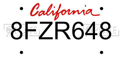 8FZR648 California License Plate