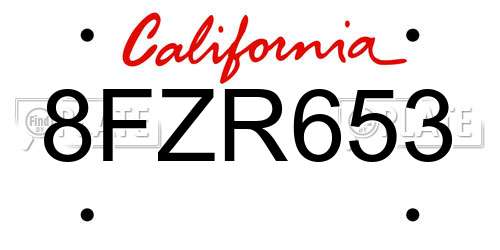 8FZR653 California License Plate