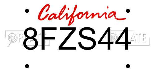 8FZS44 California License Plate