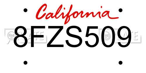 8FZS509 California License Plate