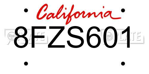 8FZS601 California License Plate