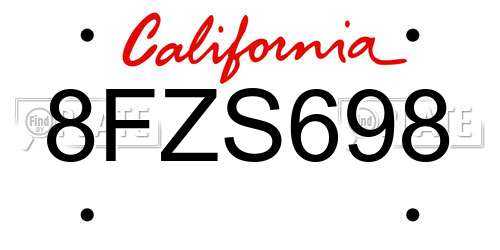 8FZS698 California License Plate