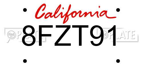 8FZT91 California License Plate