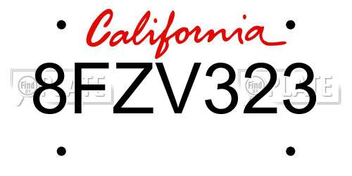 8FZV323 California License Plate