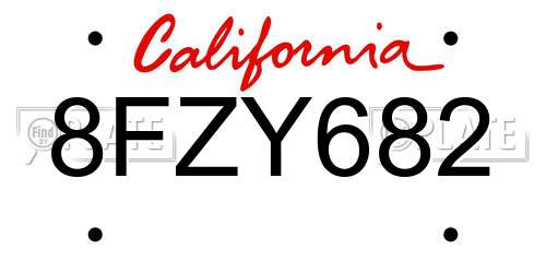8FZY682 California License Plate